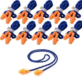 10 Pair Corded Reusable Ear Plugs for Shooting Range Ear Protection for Gun Range - Hunting Ear Plugs for Noise Reduction Construction Work - Gun Ear