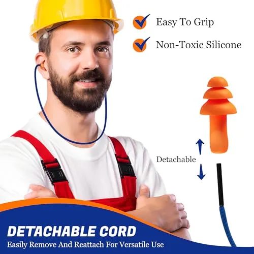 10 Pair Corded Reusable Ear Plugs for Shooting Range Ear Protection for Gun Range - Hunting Ear Plugs for Noise Reduction Construction Work - Gun Ear