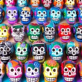 125 Small Mexican Ceramic Skulls Wholesale, Day of the Dead Decorations, Individually Gift Boxed