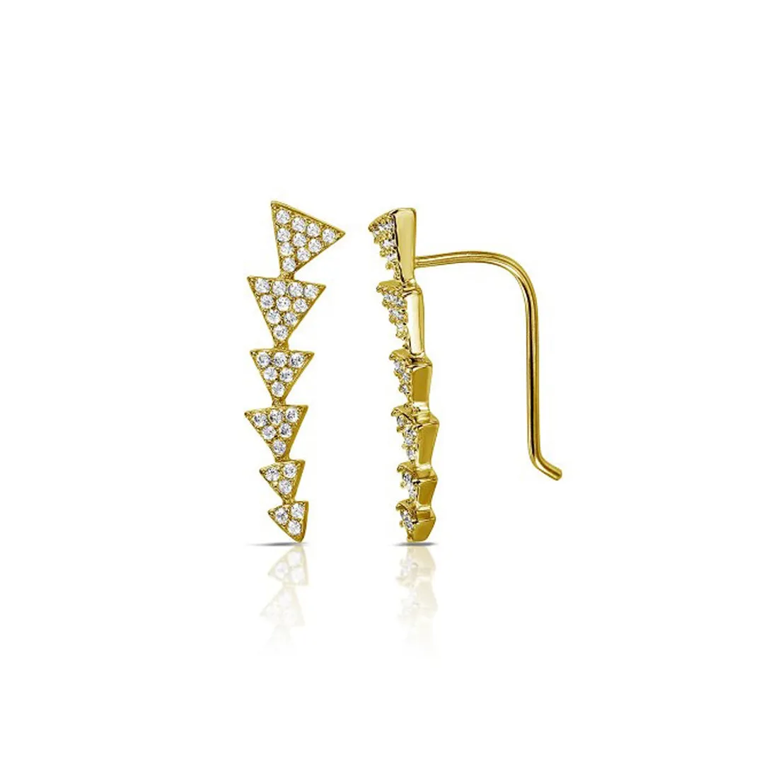 14k Gold Plated Arrow Climber Earrings