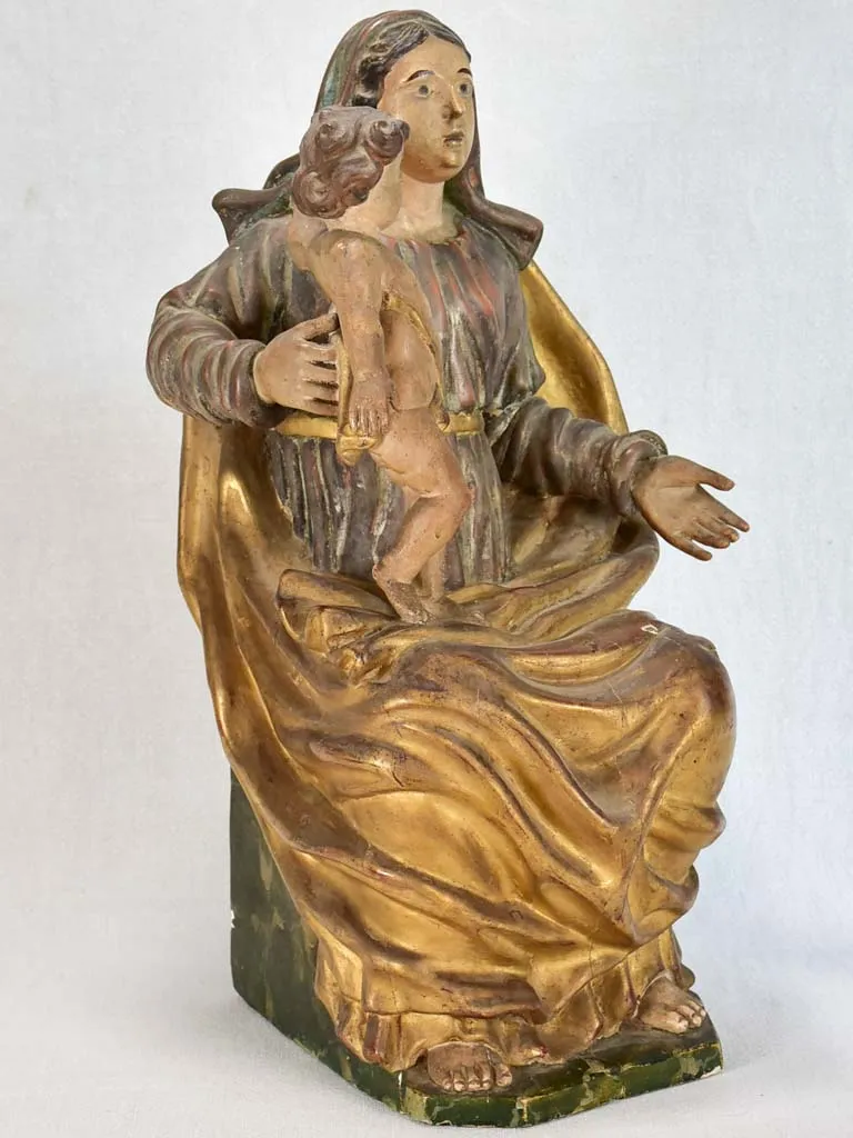 17th-century wooden statue of the Virgin Mary 22¾"