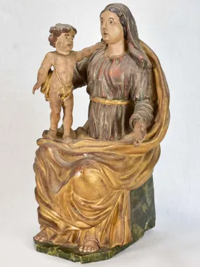 17th-century wooden statue of the Virgin Mary 22¾"