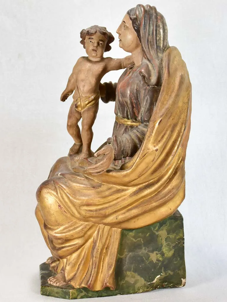 17th-century wooden statue of the Virgin Mary 22¾"