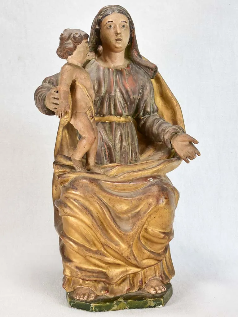 17th-century wooden statue of the Virgin Mary 22¾"