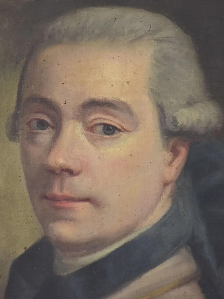 18th Century French portrait of a man in original frame - oil on canvas 15" x 19"