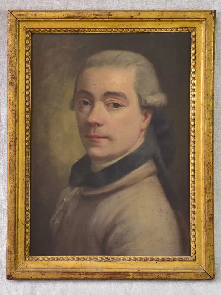 18th Century French portrait of a man in original frame - oil on canvas 15" x 19"
