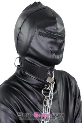 2286ZG-SIS      Pretty Sissy Gurl Sensory Deprivation Zippered Eyes and Mouth Hood BDSM Mistress for Hire with Ear Pads