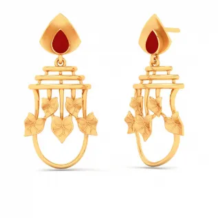 22k Gold Ear Top With Leafy Design From Mugdhaa Collection