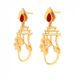 22k Gold Ear Top With Leafy Design From Mugdhaa Collection