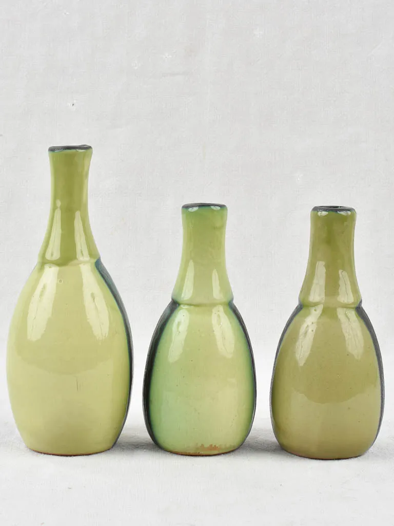 3 Green ceramic vases - celadon green 9½"