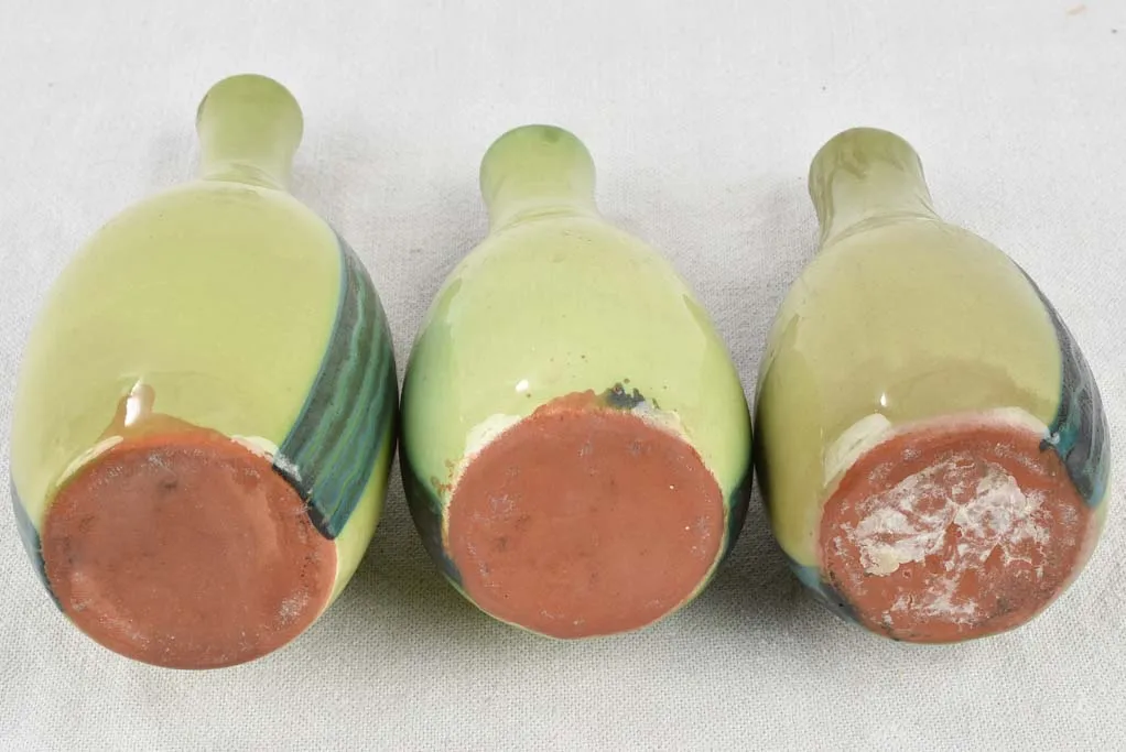 3 Green ceramic vases - celadon green 9½"