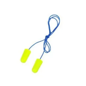 3M™ E-A-Rsoft™ Yellow Neons™ Earplugs 311-1250, Corded, Individually Poly Bagged, Regular Size with Noise Reduction Rating 33 Decibals