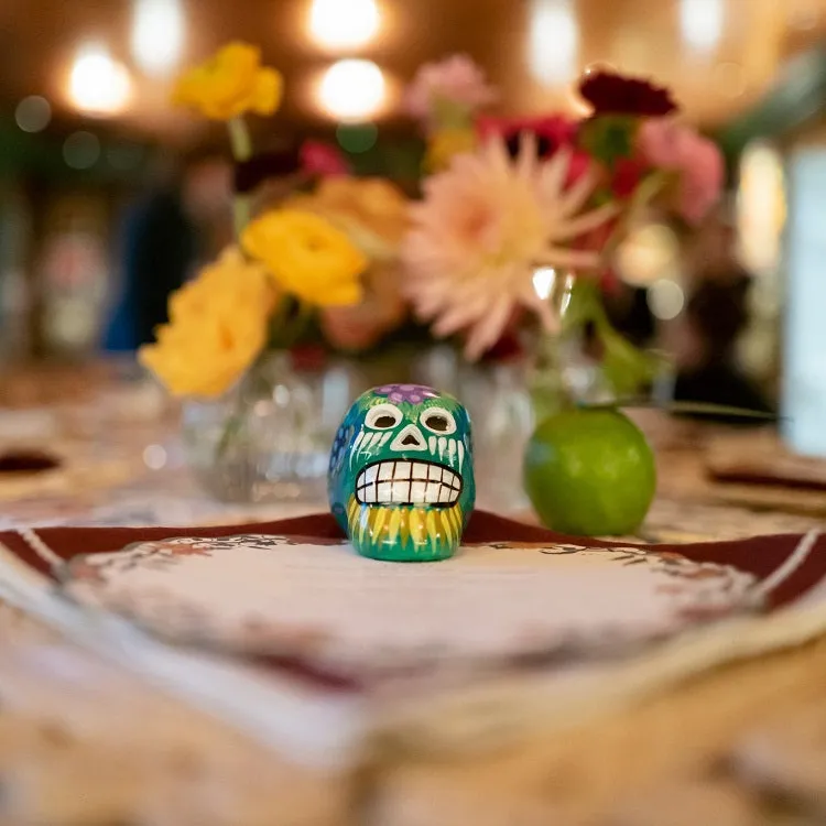 50 Small Mexican Ceramic Skulls Wholesale, Day of the Dead Decorations, Individually Gift Boxed
