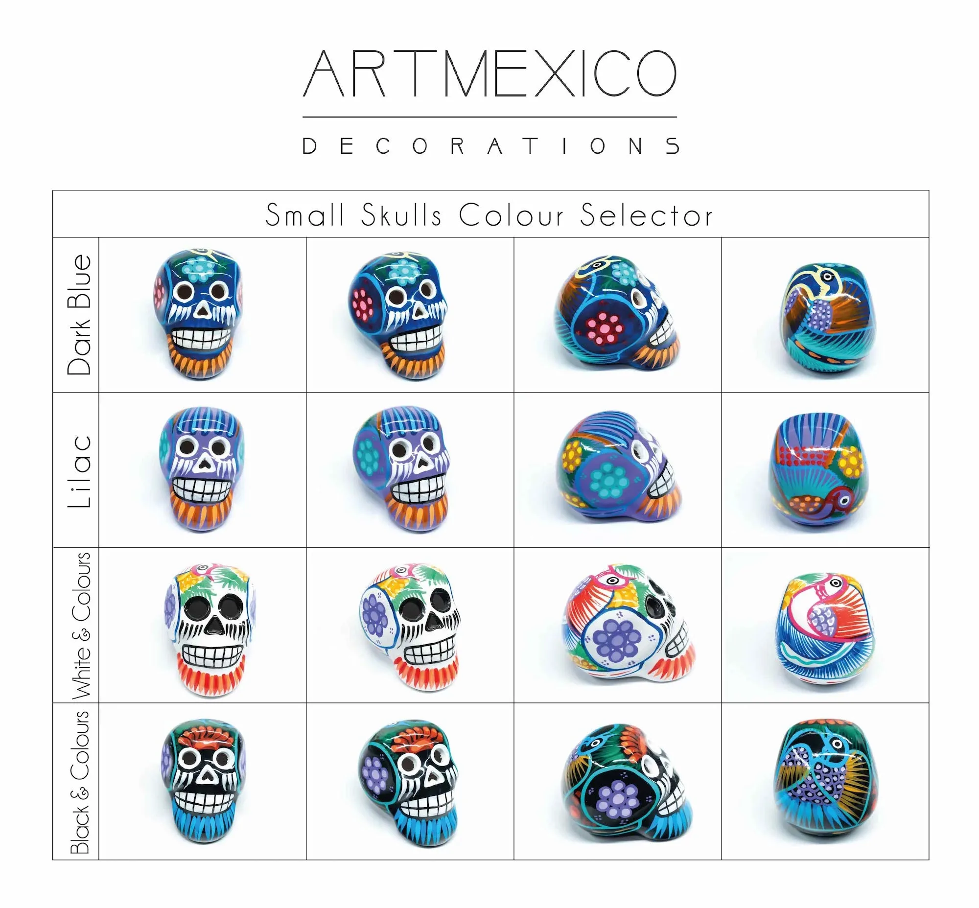60 Small Mexican Ceramic Skulls Wholesale, Day of the Dead Decorations, Individually Boxed