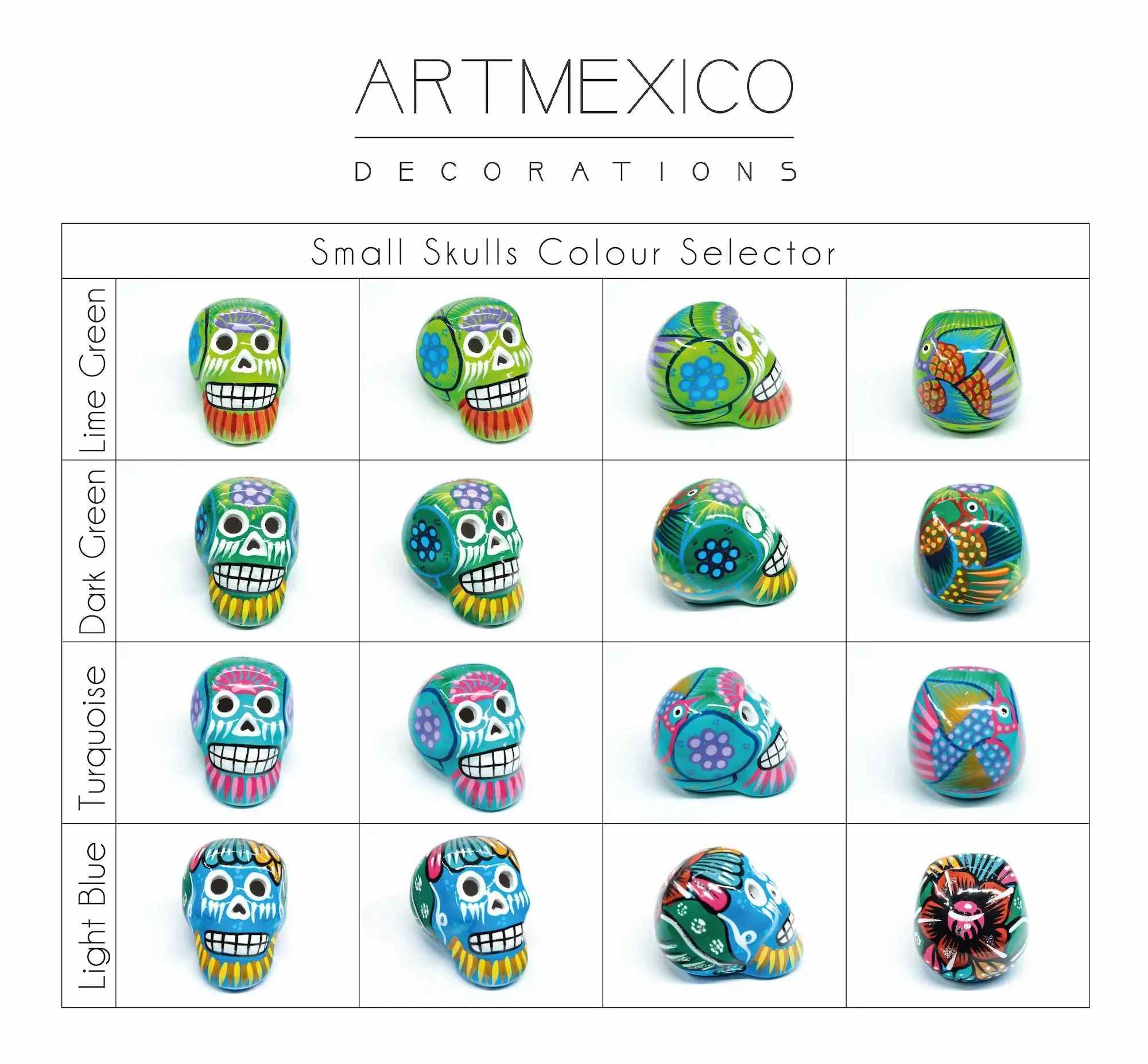 60 Small Mexican Ceramic Skulls Wholesale, Day of the Dead Decorations, Individually Boxed