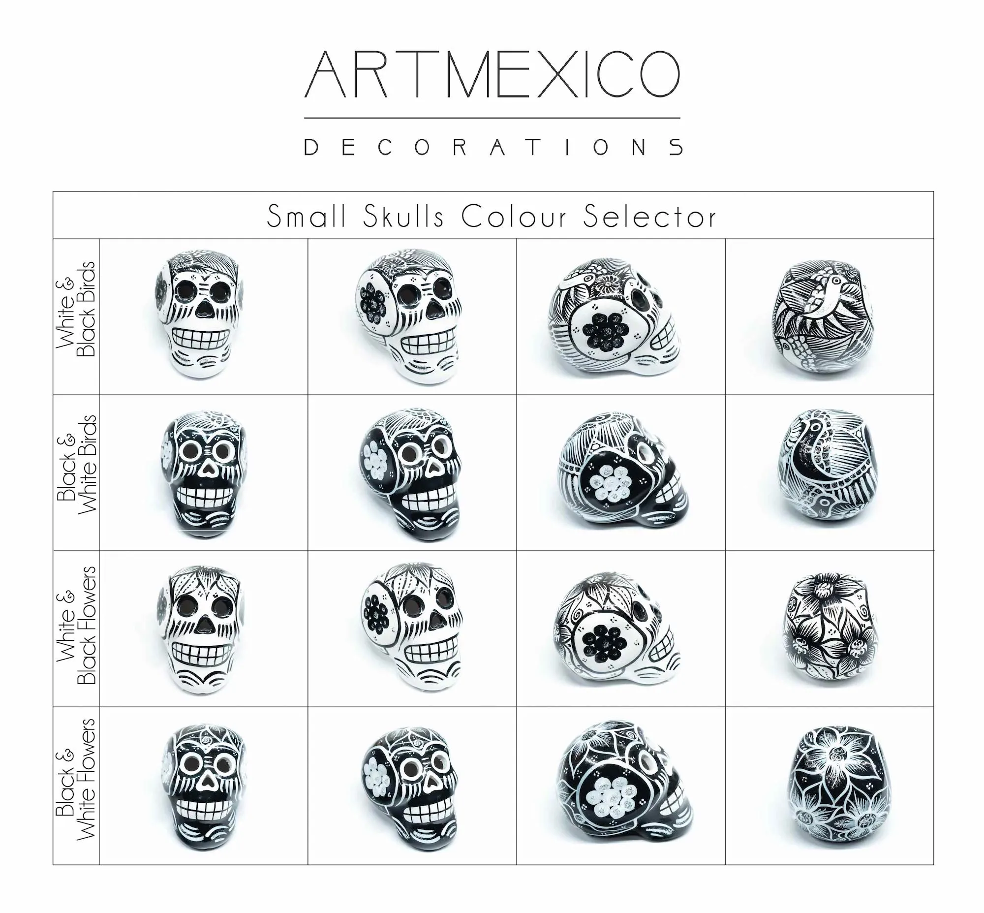 60 Small Mexican Ceramic Skulls Wholesale, Day of the Dead Decorations, Individually Boxed