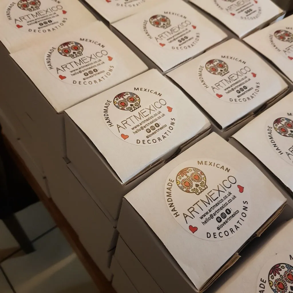60 Small Mexican Ceramic Skulls Wholesale, Day of the Dead Decorations, Individually Boxed