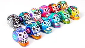 70 Small Mexican Ceramic Skulls Wholesale, Day of the Dead Decorations, Individually Gift Boxed