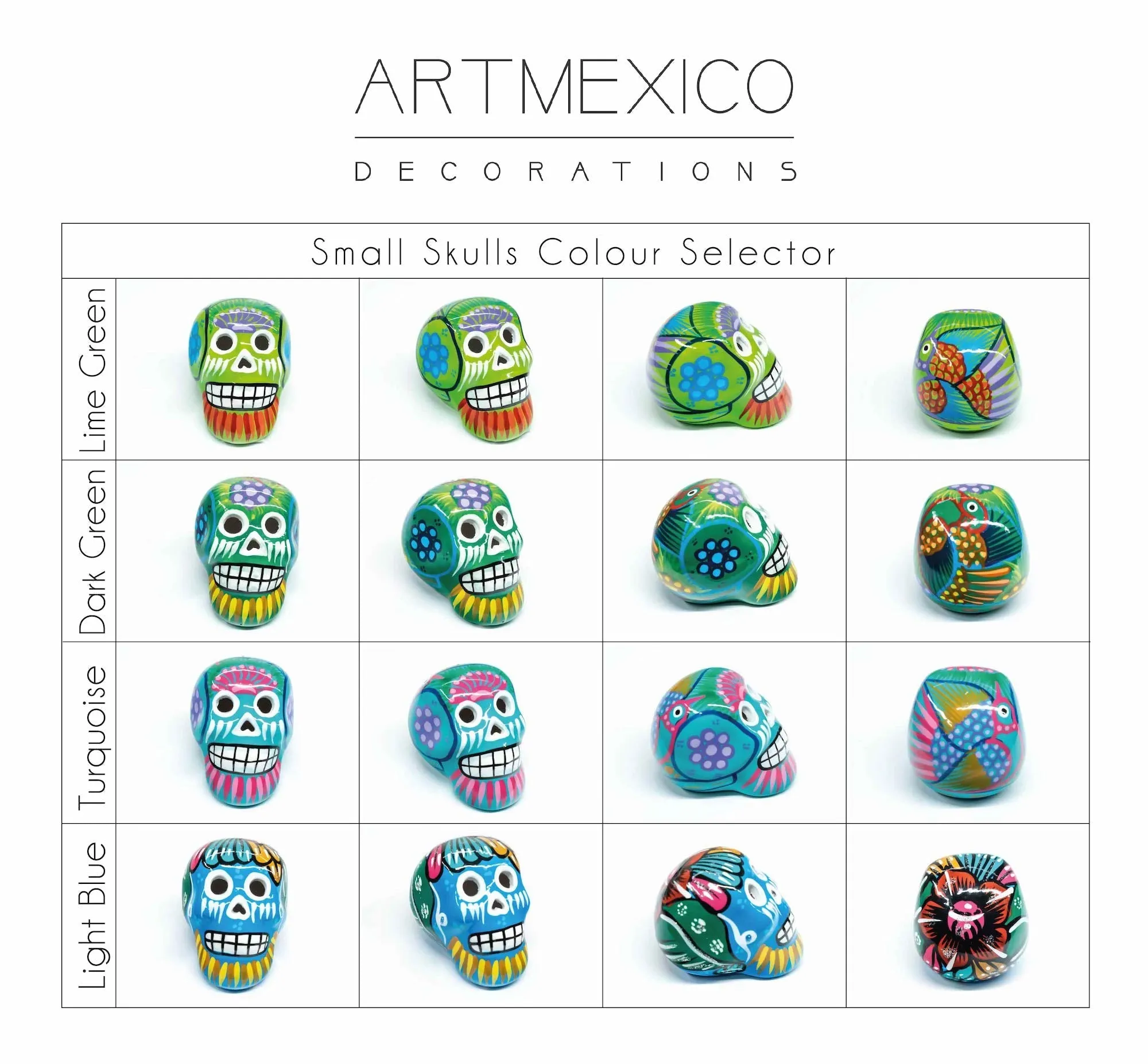 70 Small Mexican Ceramic Skulls Wholesale, Day of the Dead Decorations, Individually Gift Boxed
