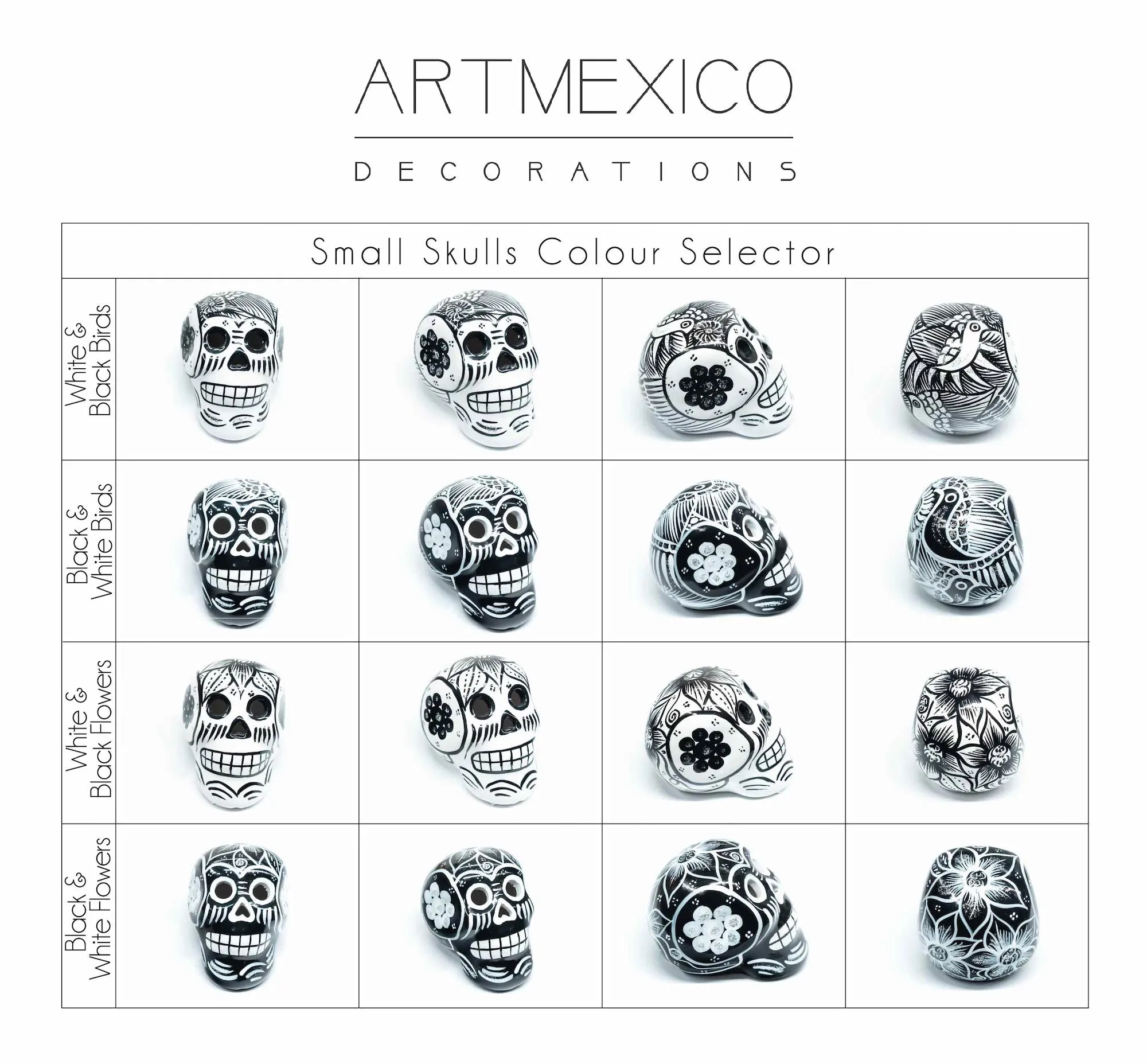 70 Small Mexican Ceramic Skulls Wholesale, Day of the Dead Decorations, Individually Gift Boxed