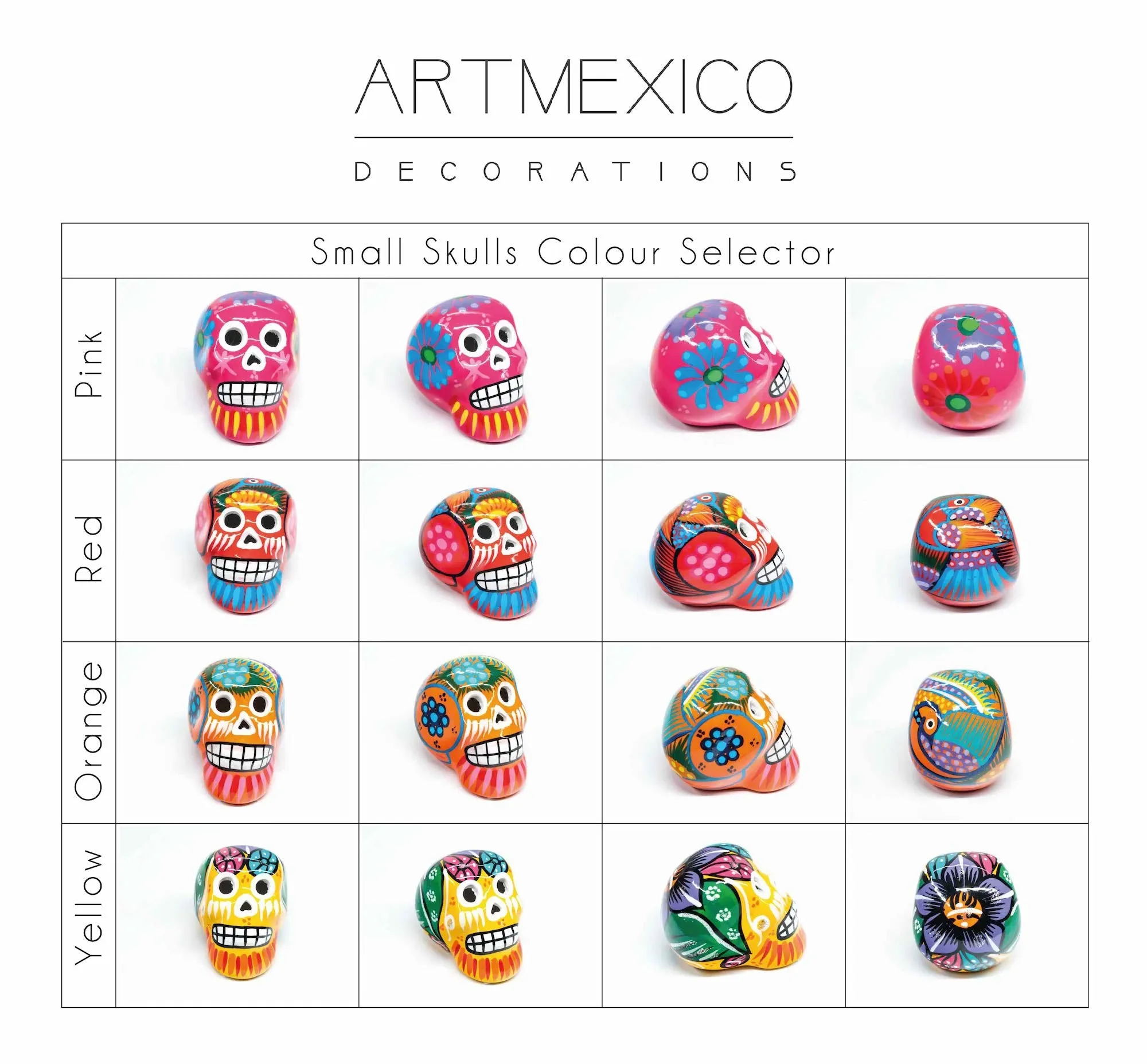 70 Small Mexican Ceramic Skulls Wholesale, Day of the Dead Decorations, Individually Gift Boxed
