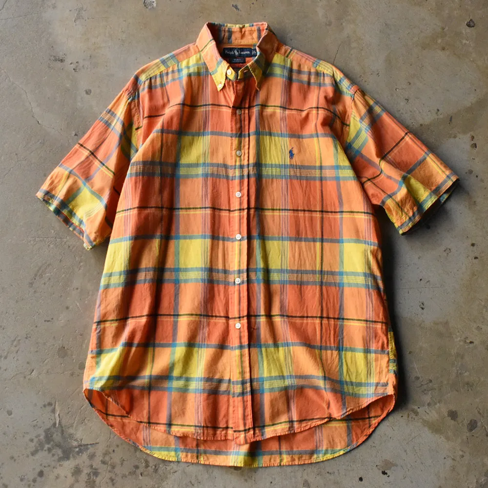 90's Ralph Lauren “BLAKE” マドラスチェック 半袖 ボタンダウンシャツ 240803 S2160