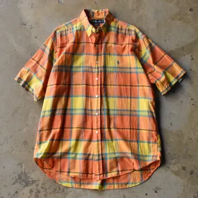 90's Ralph Lauren “BLAKE” マドラスチェック 半袖 ボタンダウンシャツ 240803 S2160