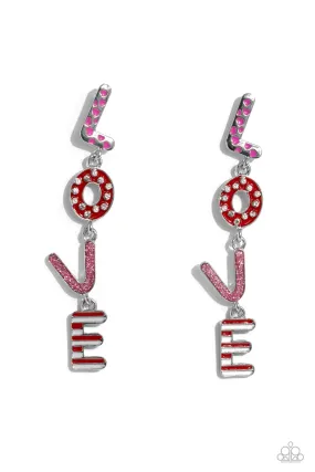 Admirable Assortment - Pink - Rhinestone and Pearl "LOVE" Paparazzi Post Earrings