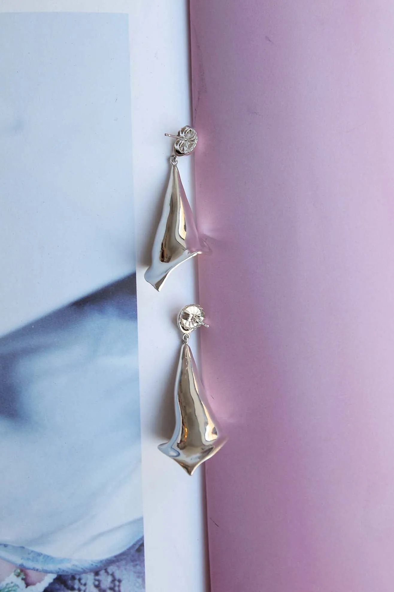 AGMES, Medium Calla Earrings, Sterling Silver