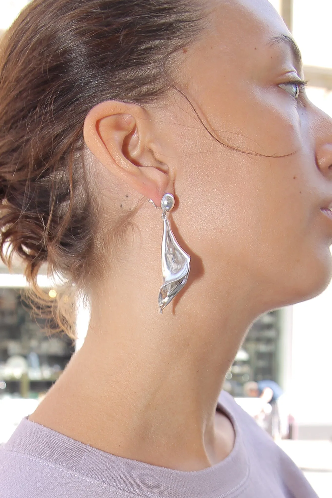 AGMES, Medium Calla Earrings, Sterling Silver