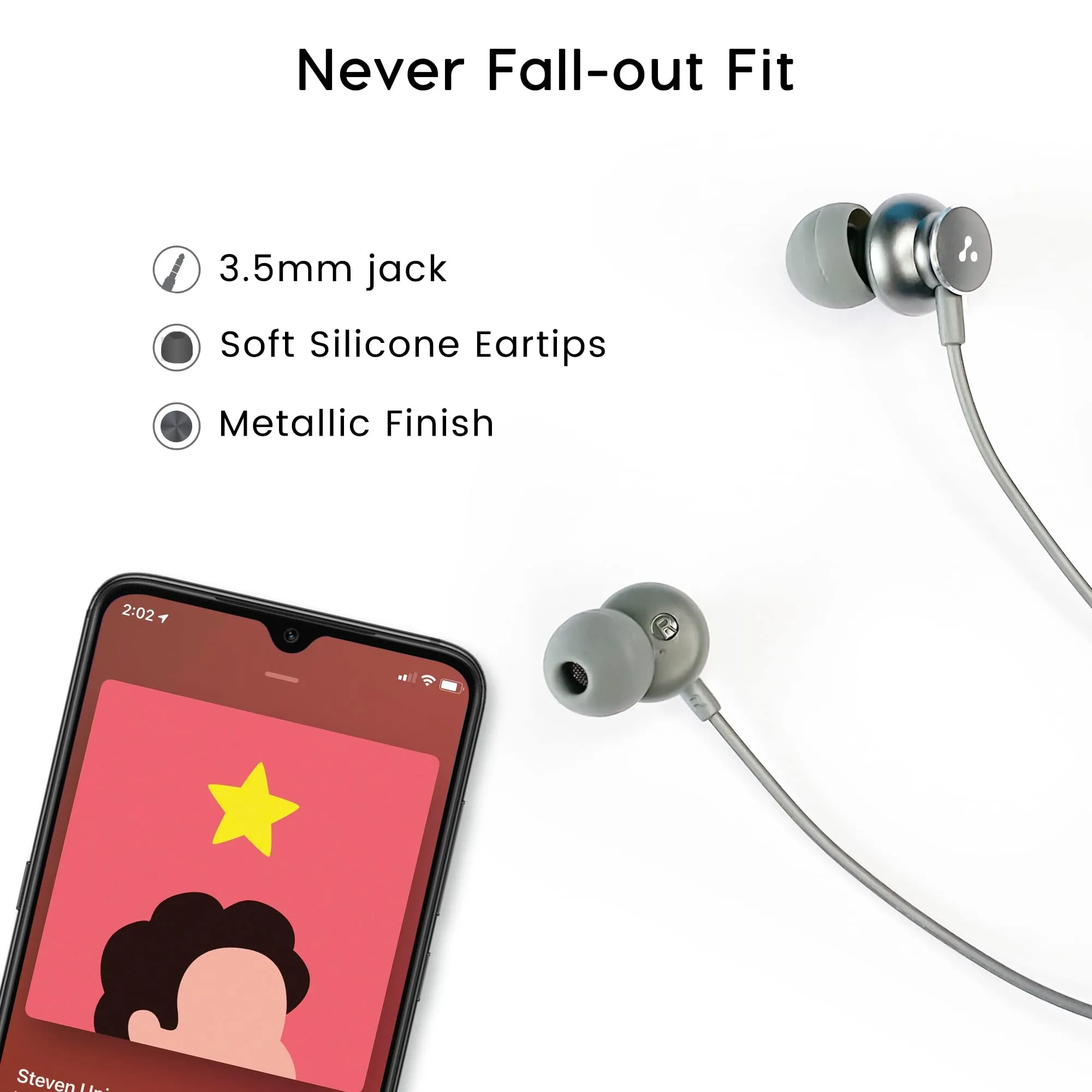 Ambrane Stringz 38 Wired Earphones with Mic, Powerful HD Sound with High Bass, Tangle Free Cable, Comfort in-Ear Fit, 3.5mm Jack (Green), Normal
