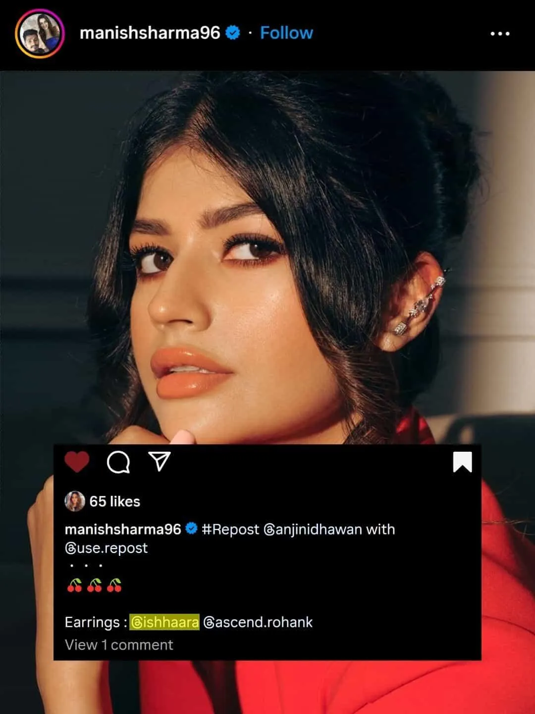 Anjini Dhawan In Clip On Drop Earrings