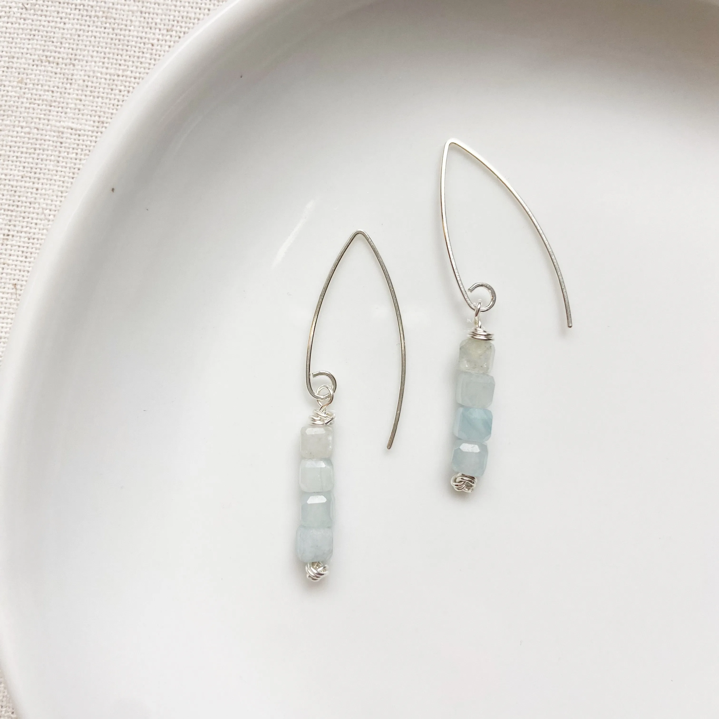 Aquamarine Stack Earrings in Silver