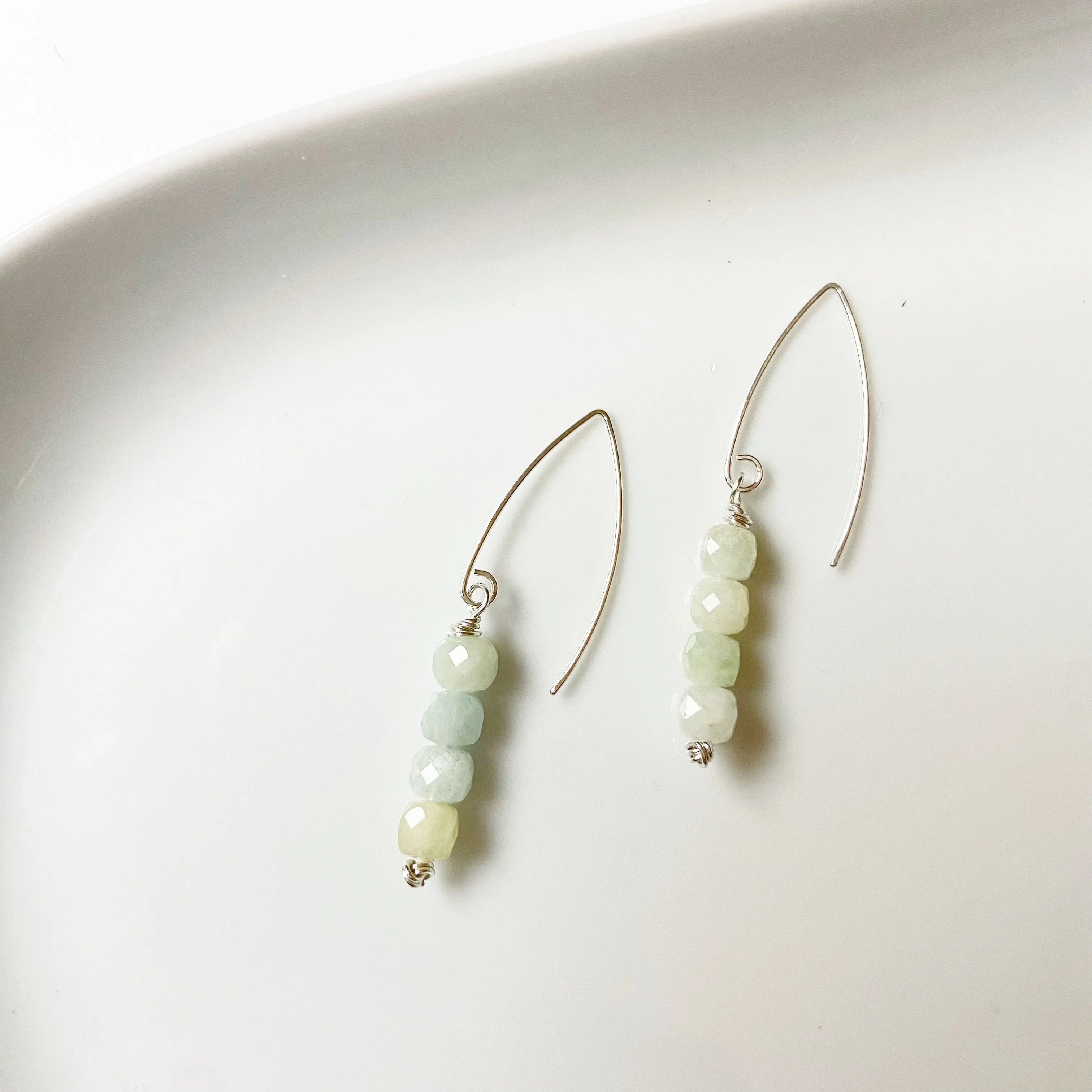 Aquamarine Stack Earrings in Silver