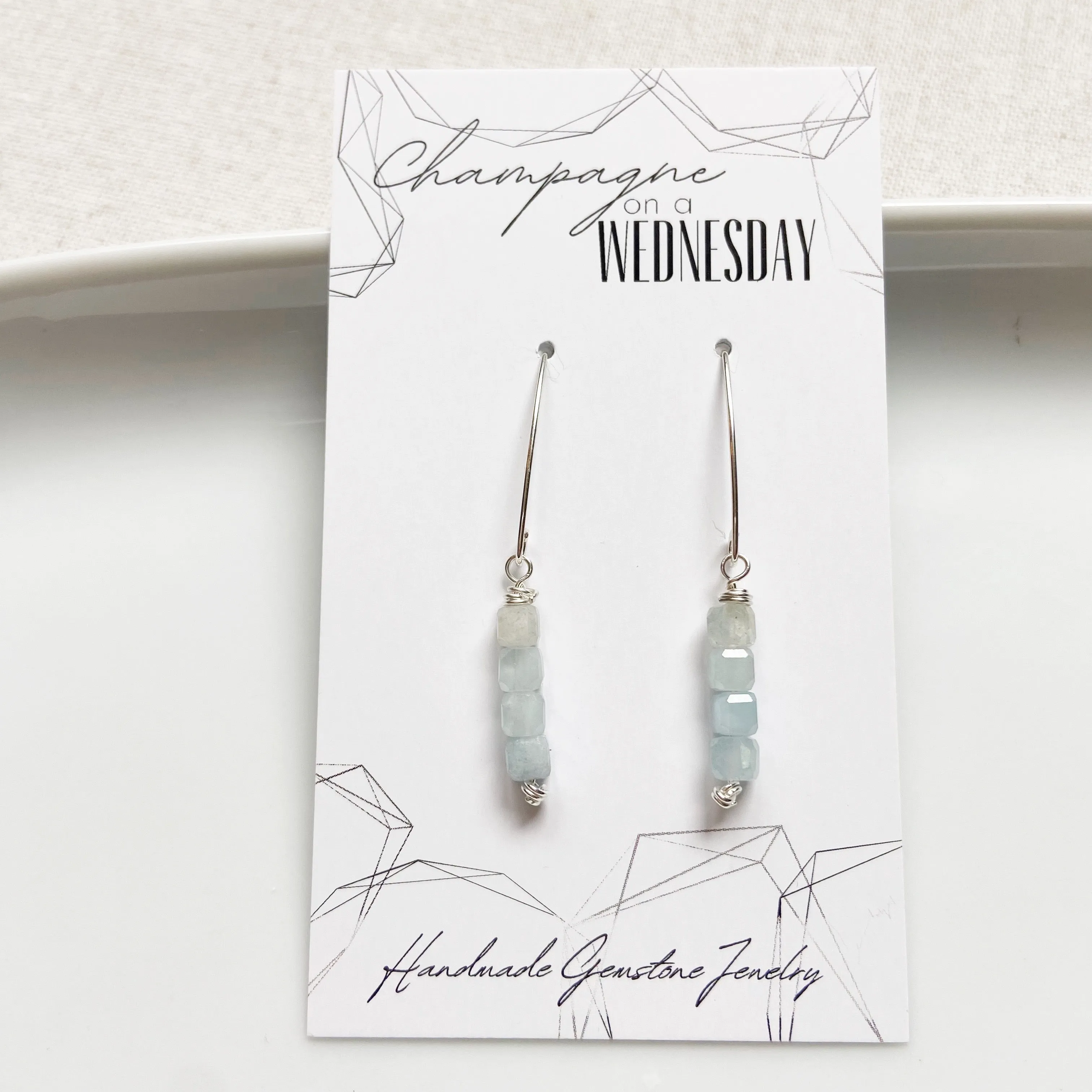 Aquamarine Stack Earrings in Silver