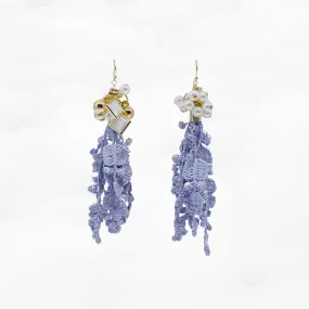 Asymmetrical Indigo Lace Earrings