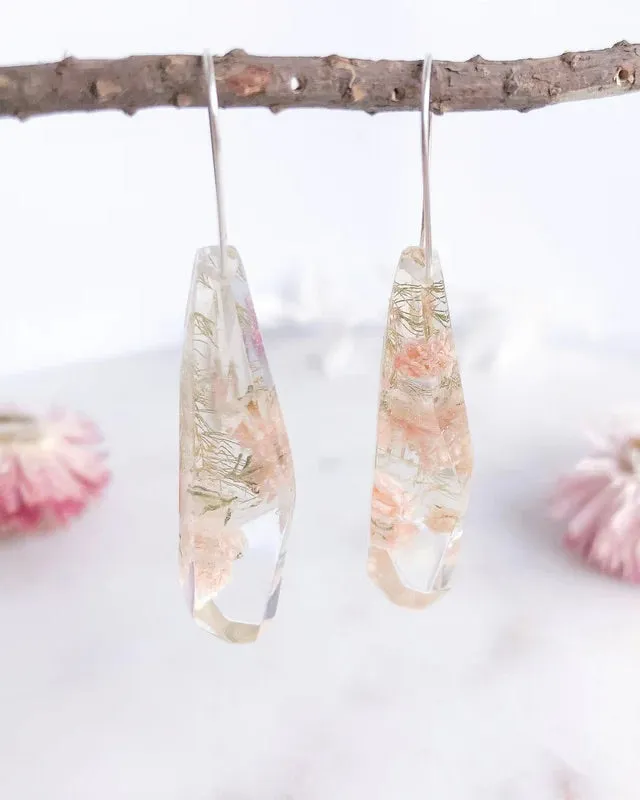Baby's Breath & Asparagus Fern - Resin Drop Earrings