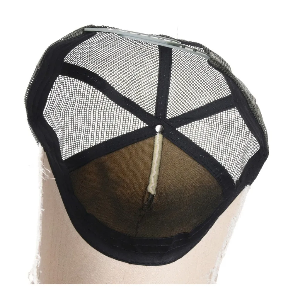 Baseball Cap Bats Cross Meshed Distressed Trucker Hat KR1644