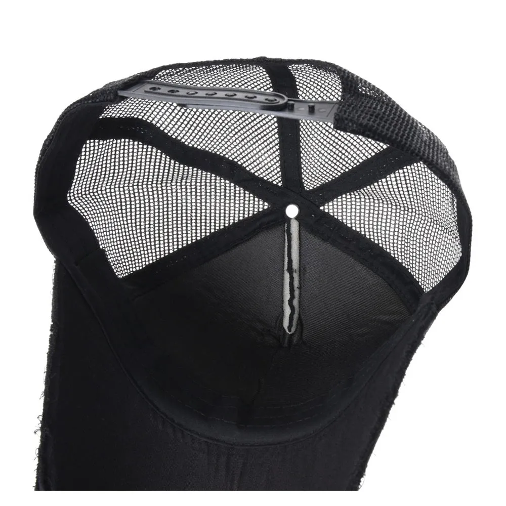 Baseball Cap Bats Cross Meshed Distressed Trucker Hat KR1644