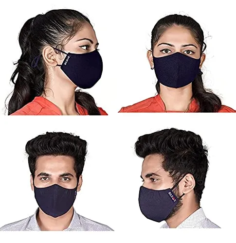 Bildos Cotton Unisex Super Breathable Cloth Face mask with Adjustable Ear Loop (Multicolour) - Pack of 12