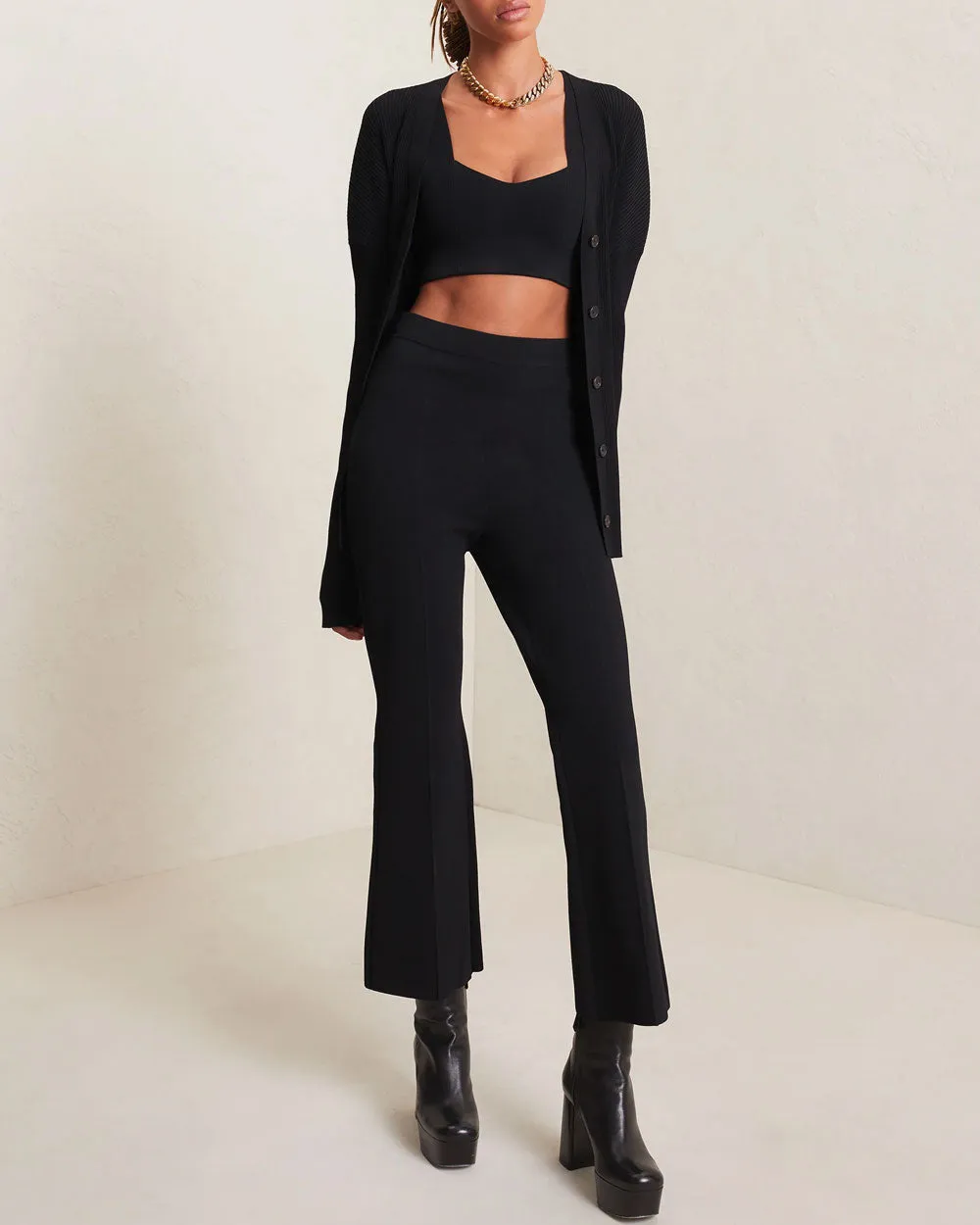 Black Brooklyn Flared Ankle Pant