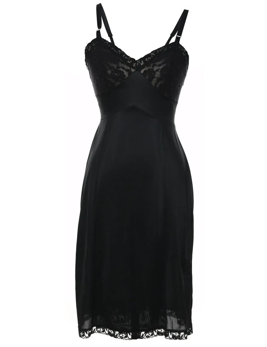 Black Classic Lace Slip Dress - XS