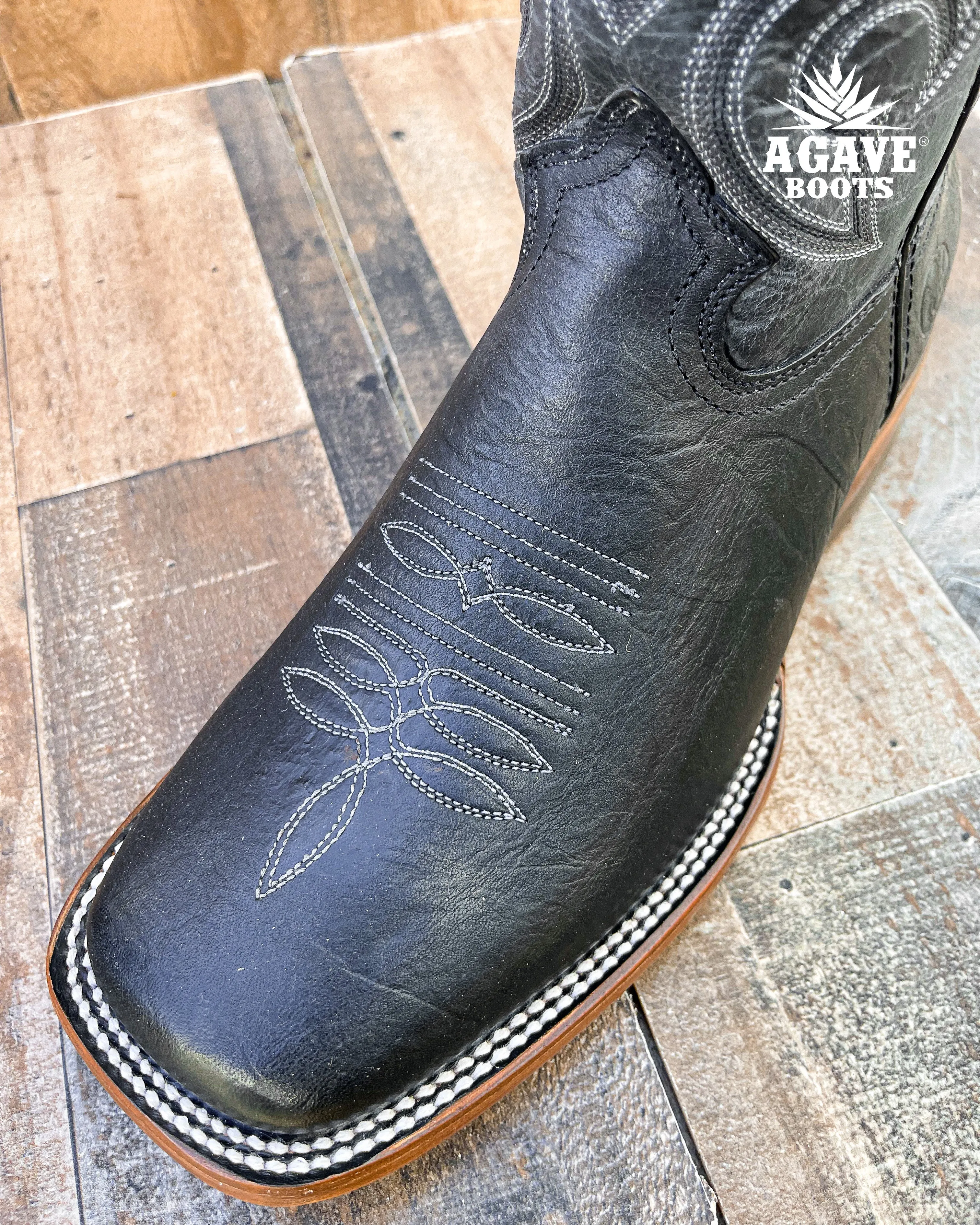 BLACK ELEPHANT EAR | MEN SQUARE TOE WESTERN COWBOY BOOTS