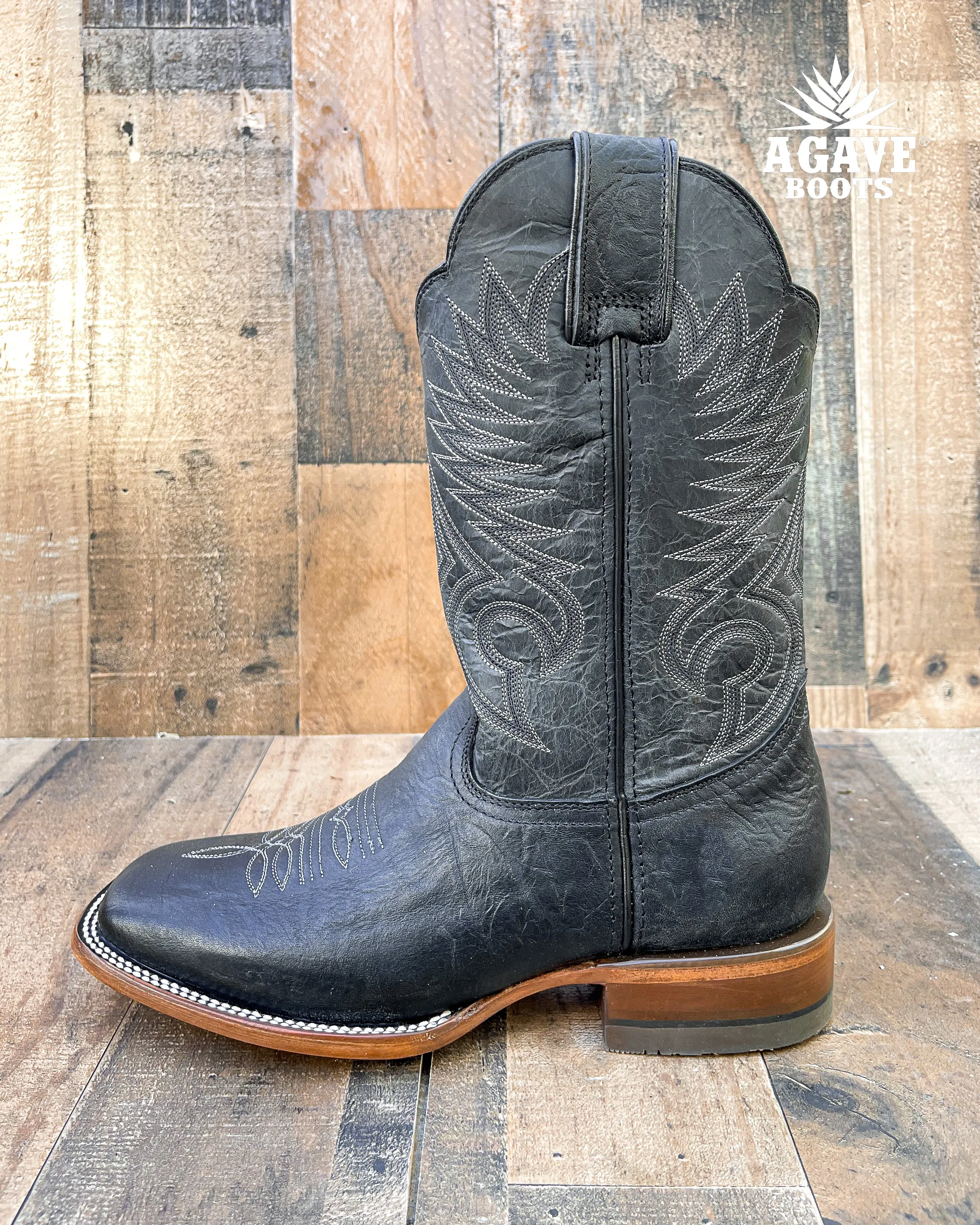 BLACK ELEPHANT EAR | MEN SQUARE TOE WESTERN COWBOY BOOTS
