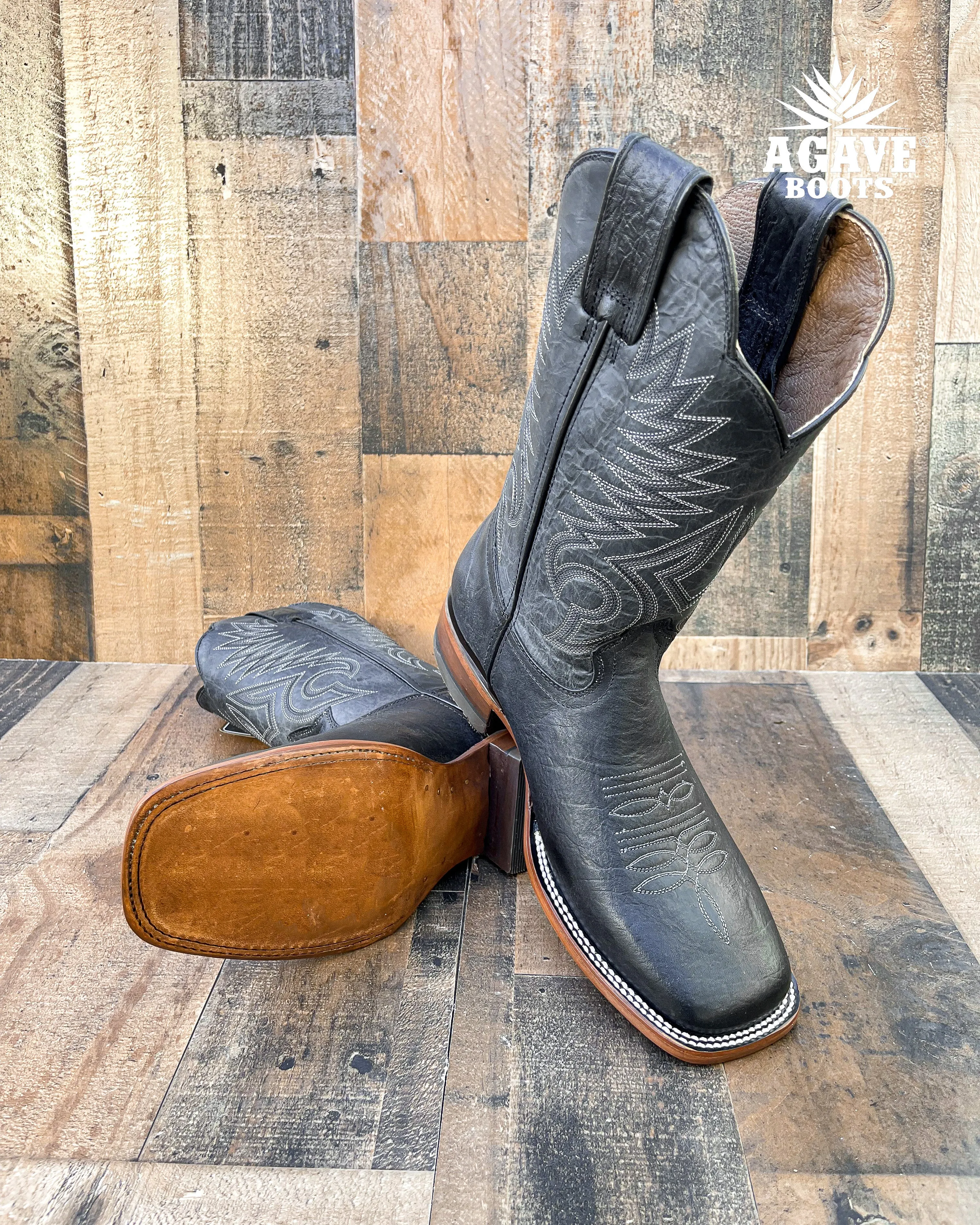 BLACK ELEPHANT EAR | MEN SQUARE TOE WESTERN COWBOY BOOTS