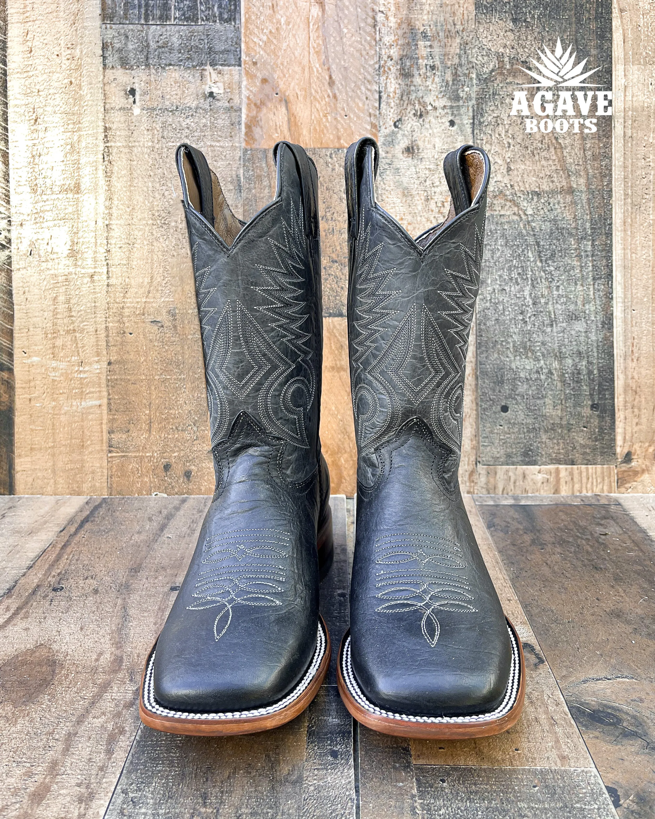 BLACK ELEPHANT EAR | MEN SQUARE TOE WESTERN COWBOY BOOTS
