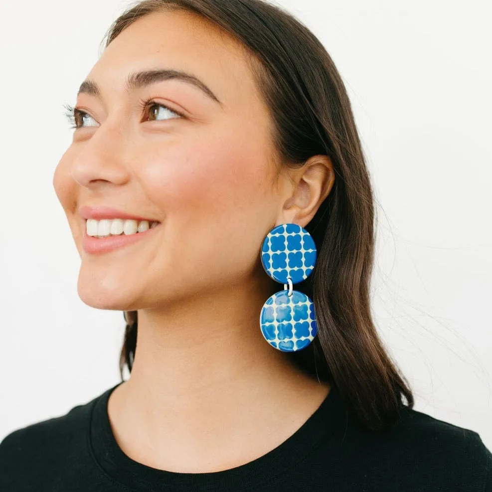 Blue Dot Double Dangles