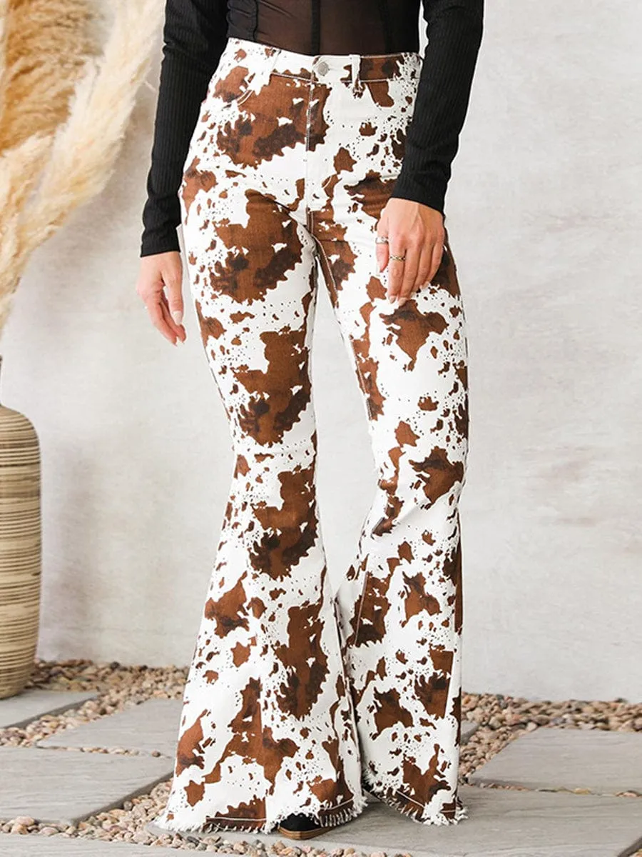 Bohemian Cow Print Pants