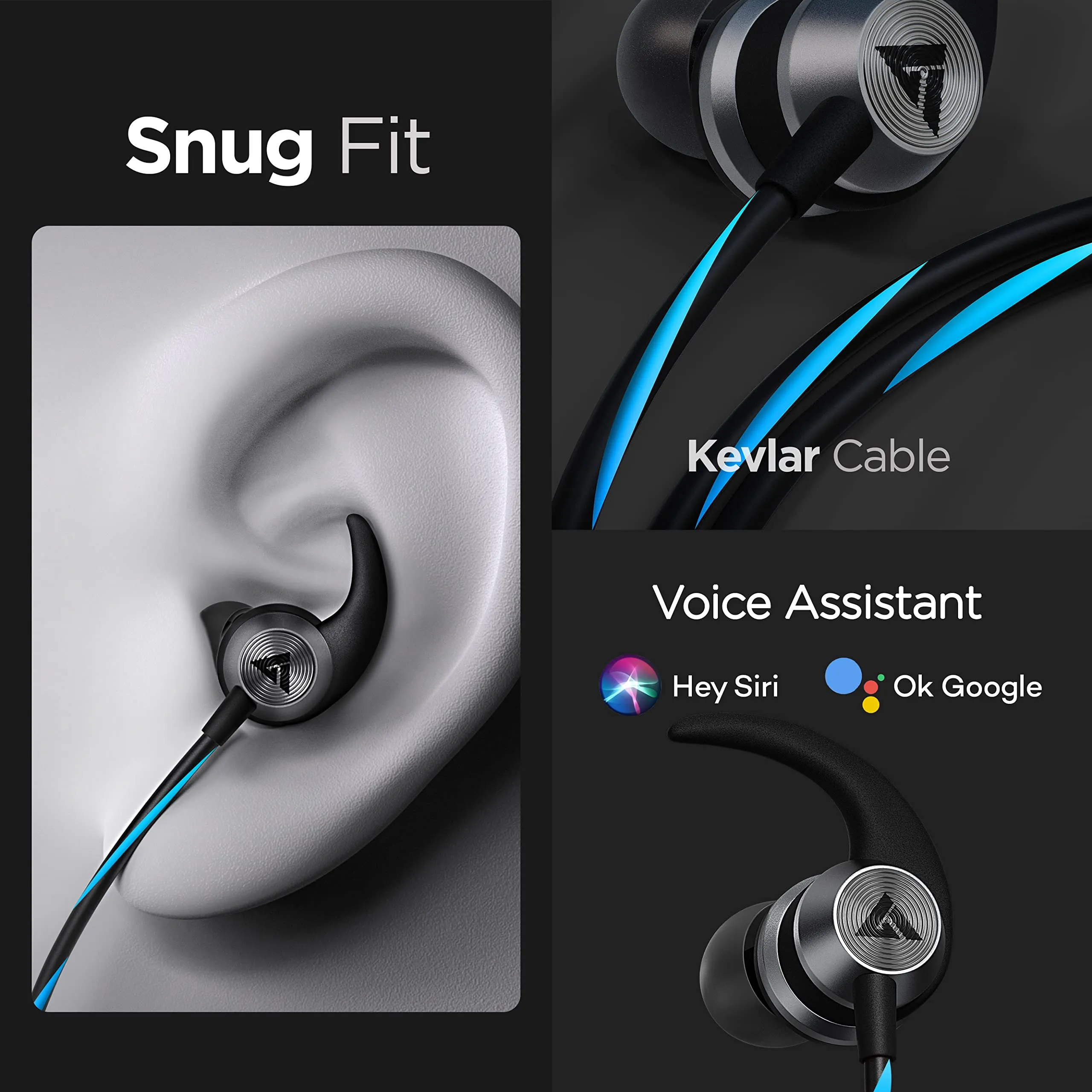 Boult Audio BassBuds X1 in-Ear Wired Earphones with 10mm Extra Bass Driver and HD Sound with mic(Blue)