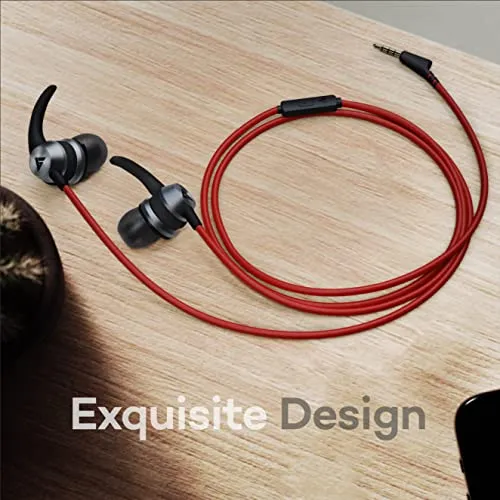 Boult Audio BassBuds X1 in-Ear Wired Earphones with 10mm Extra Bass Driver and HD Sound with mic(Red)